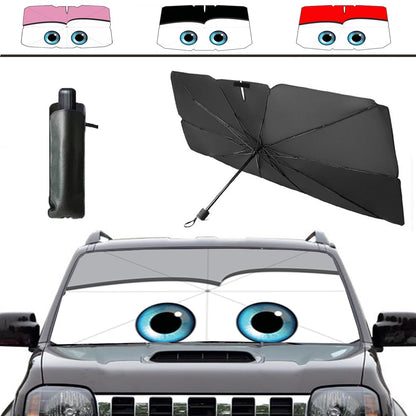 Windshield Sun Shade 2025 Car Accessories 100% Blackout Car Front Windsow Shades Umbrella Automotive Sun Visor Block Heat Insulation Protection (Black Eyes)