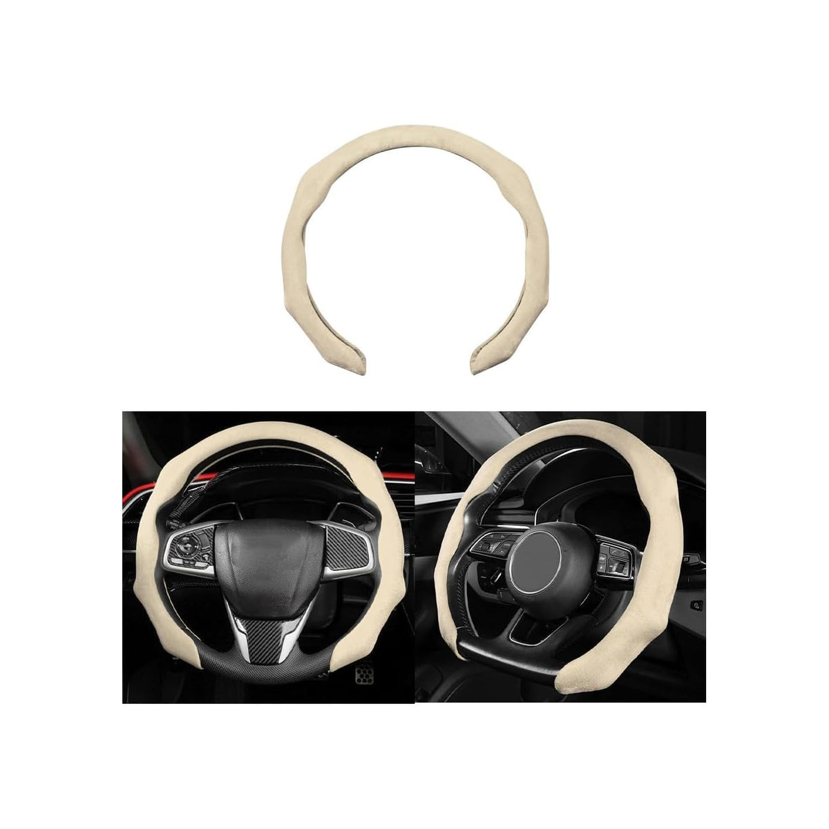 Mandark 15 Inch Car Steering Wheel Cover, Non-Slip, Black