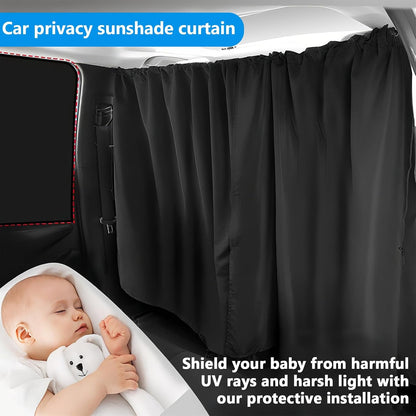 Car Privacy Curtains, 35.5 * 70.9 in Univesal Fit Car Window Curtains, 1 Rear Seat Divider & 2 Rear Side Magnetic Side Window Curtain for Baby Fit for Traveling Camping, Sleeping, Breastfeeding