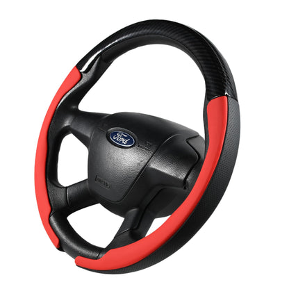 Quick Install Sporty Black Perforated Nappa Leather Steering Wheel Cover for All 14½ to 15 inches Car Sedan Coupe SUV Pickup 14.5 to 15