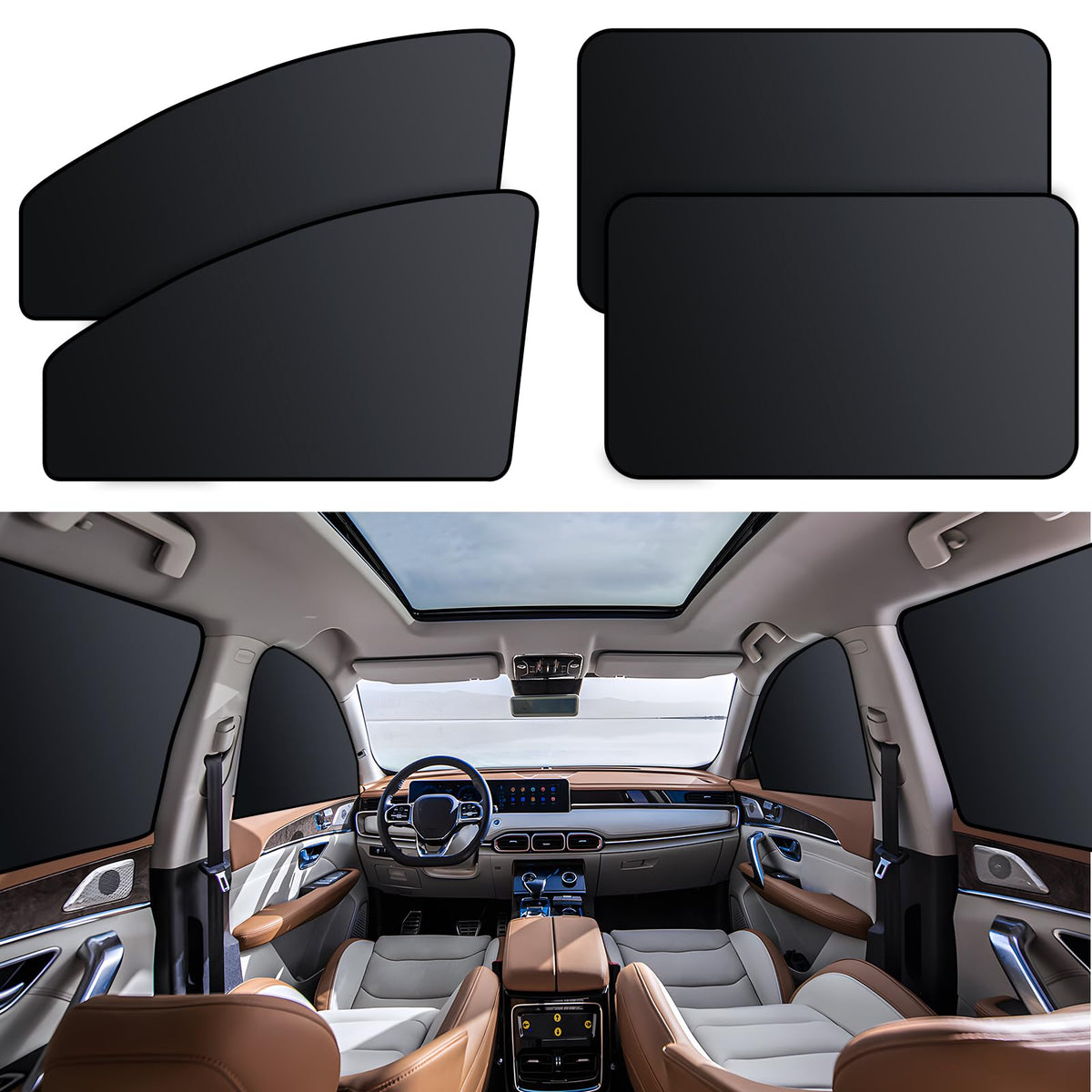 XCBYT Magnetic Car Side Window Shades, Car Sunshade for Baby, 4 Pack