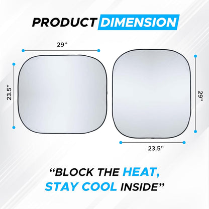 Autovir 2 Piece Car Windshield Sun Shade Foldable | Durable Polyester Windshield Sunshade Blocks Sun, Heat, and UV Rays | Sunshade for Car Ensuring Interior Protection | Small (29"x23.5")