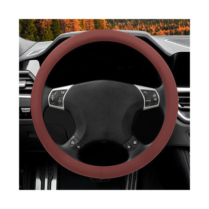 Car Steering Wheel Cover, 15" Breathable Leather Auto Wheel Protector with Comfortable Grip, Non-Slip Perforated Steering Wheel Protective Cover for SUV Truck Sedan Van (Gray)