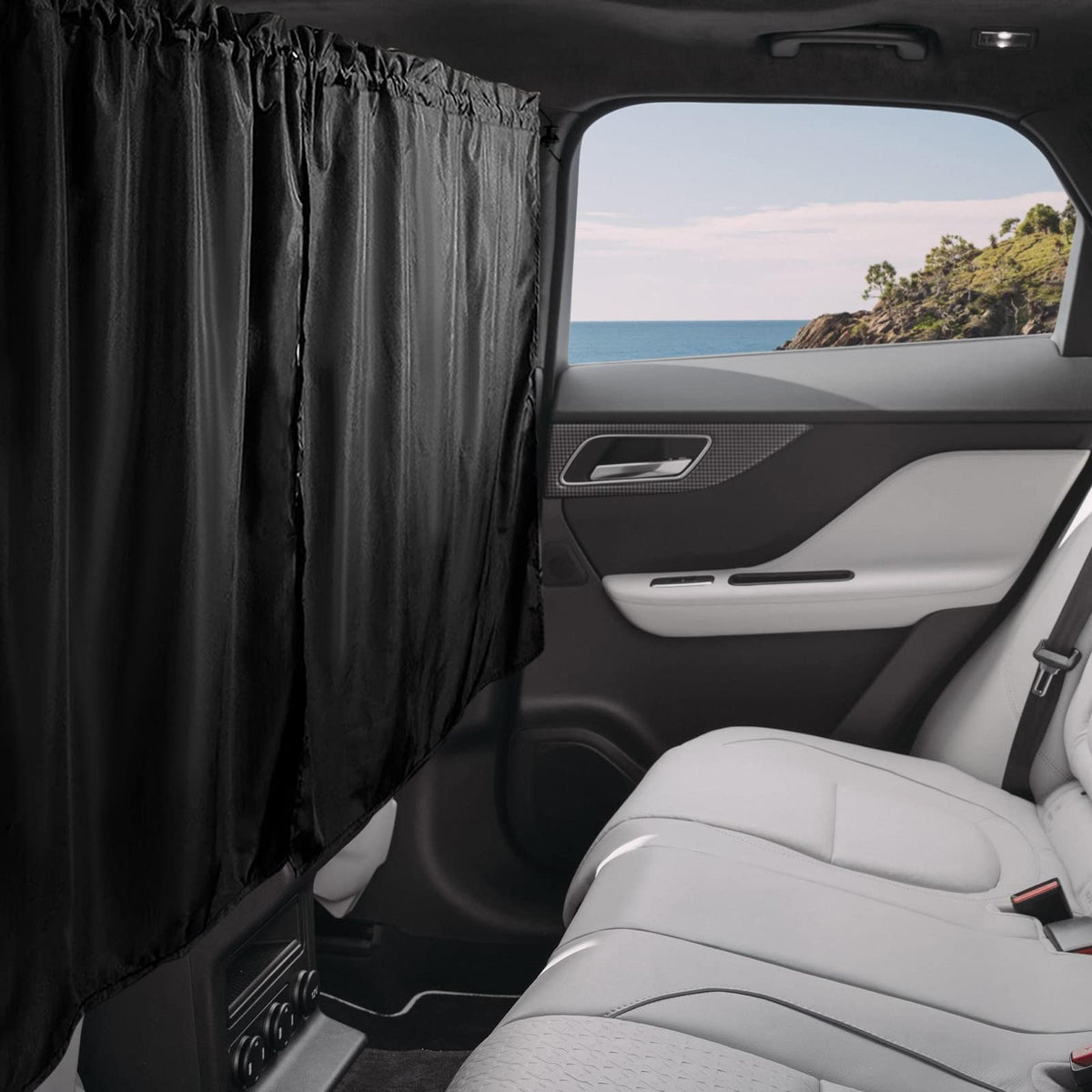 Car Privacy Curtains for Windows - 3Pcs Blackout Car Divider Curtain and Side Window Shades, Light Blocking Rear Seat Cover for Camping Sleeping Nap, Universal Fit Sedan SUV Truck