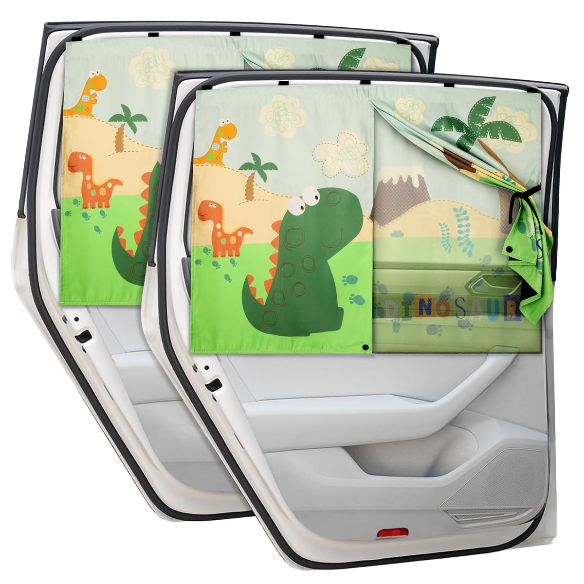 Car Window Shades, 2 PCS Magnetic Double Layer Car Sun Shade for Side Windows Privacy Full Covers/Half Shade Options Unicorn Patterns Car Window Curtains for Baby Protection