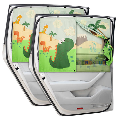 Car Window Shades, 2 PCS Magnetic Double Layer Car Sun Shade for Side Windows Privacy Full Covers/Half Shade Options Unicorn Patterns Car Window Curtains for Baby Protection