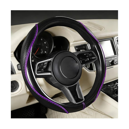 Car Steering Wheel Cover, 14.5-15 Inch Carbon Fiber, Beige