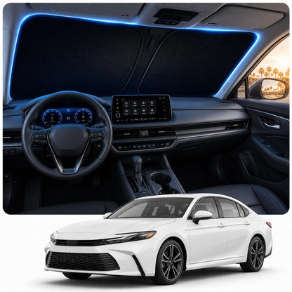 [2026 Upgraded] DooGooCcoo Windshield Sun Shade for Honda Civic 2022-2025 2026 [Cooling Ice-Crystal, 100% Sun Block ] Sunshade for Car Windshield for Honda Civic Sun Shade, Custom Fit Civic.