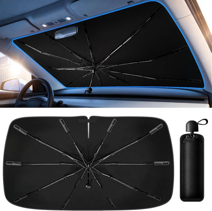 Windshield Sun Shade Umbrella, Foldable Car Windshield Sun Shade Cover, 56" x 31" UV & Heat Insulation Car Sun Shade, Universal Fit for Sedans, SUVs & Trucks