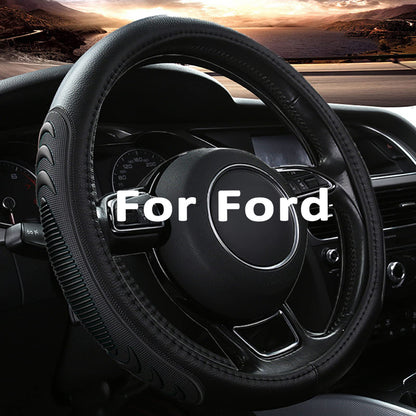 Yangday Leather Steering Wheel Cover for Ford F150 F250 F350, 15.5-16 inches Car Steering Wheel Cover with Anti-Slip Massage Particle (Black)