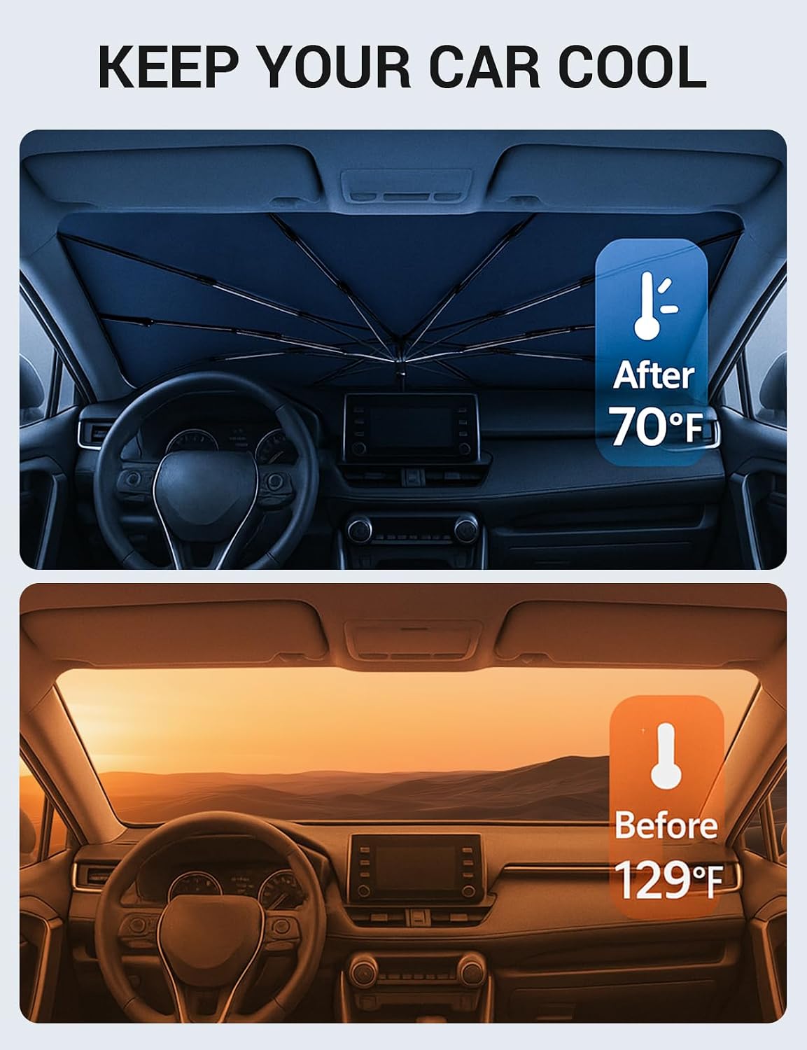 Proadsy Custom Fit Windshield Sun Shade Umbrella for 2023-2026 Honda Accord