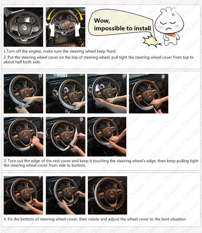 New Diamond Leather Steering Wheel Cover with Bling Crystal Rhinestones