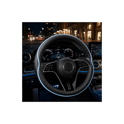 Car Steering Wheel Cover Full Surround - Soft Breathable Anti-Slip Heavyweight Safety Cover, Thick Cushioned Sports Style Universal Fit for Auto Truck SUV (Black)