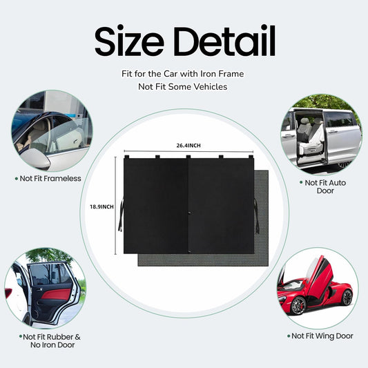 2Pack Car Side Window Curtain Sun Shade,Car Window Shade,Double Layer Sun Shade with Strong Magnets,Universal Sunshade for Cars SUV Trucks(Black-mesh,2PC)