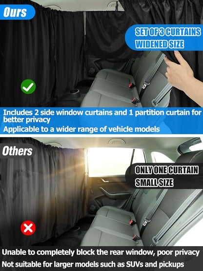 PAMASE Set of 3 Car Window Shades, 95% Light Blocking Sunshades