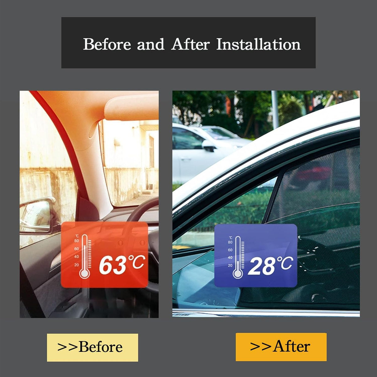 Car Magnetic Sun Protection Curtain 5Pack Fit for Toyota Camry 2007 2008 2009 2010 2011 UV Protection, Insect Screen, Rear Passenger Side Window Visor-Black