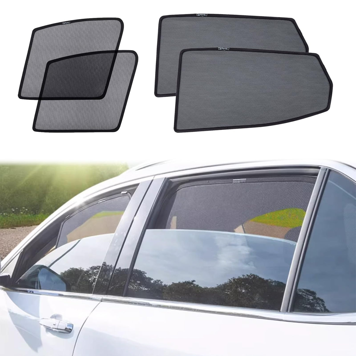 Car Magnetic Sun Protection Curtain 5Pack Fit for Toyota Camry 2007 2008 2009 2010 2011 UV Protection, Insect Screen, Rear Passenger Side Window Visor-Black