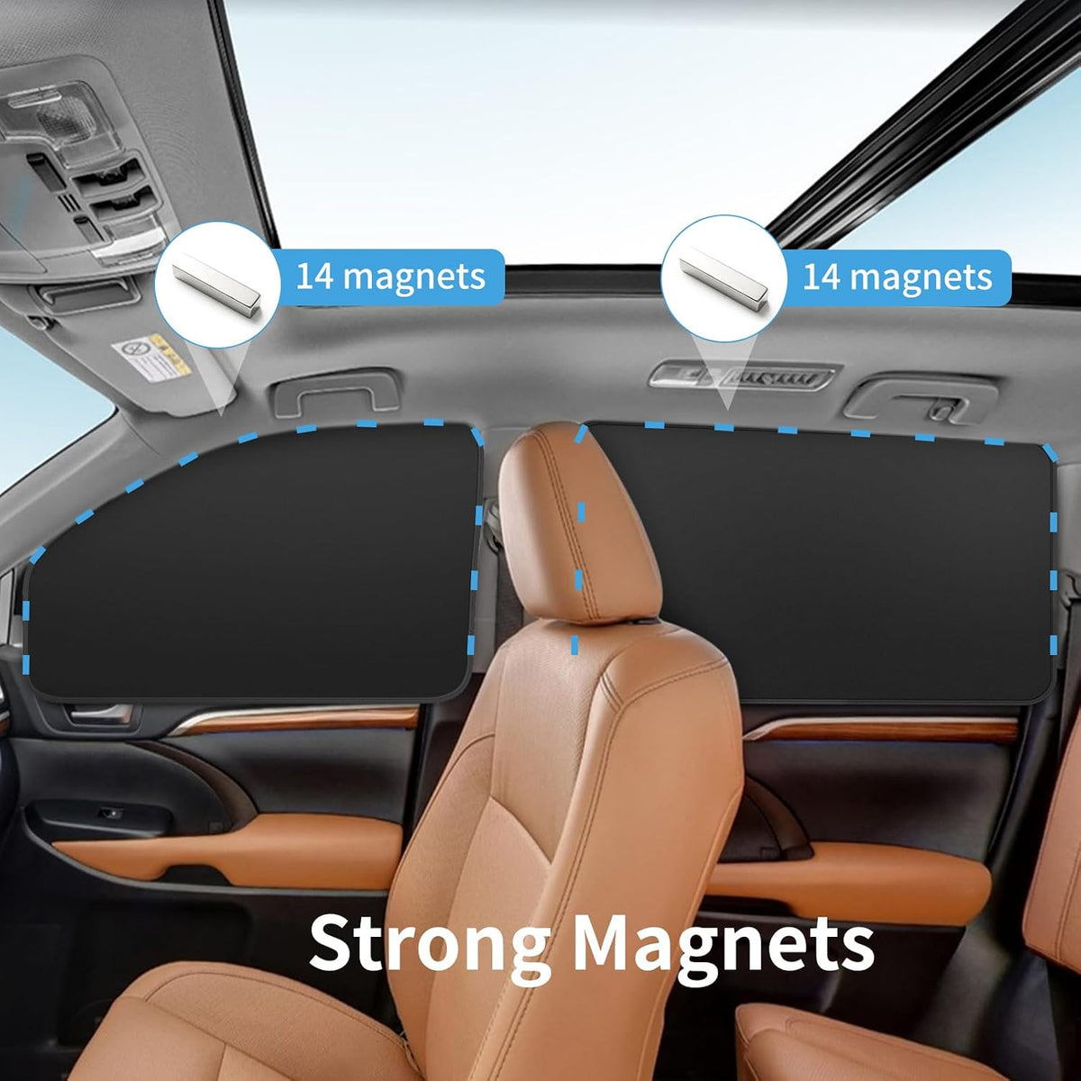 Magnetic Car Window Shades - 100% Block Light Car Curtains - 4Pcs