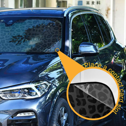 Black Leopard Car Windshield Sun Shade African Animal Skin Print Foldable UV Ray Sun Visor Protector Sunshade to Keep Your Vehicle Cool (51" x 27")