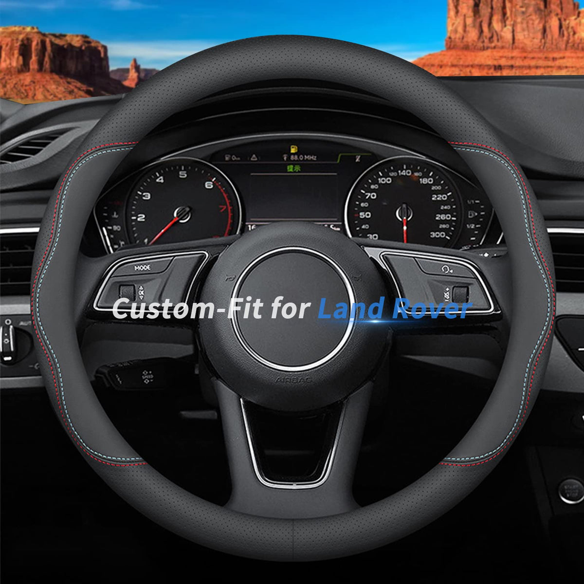 Custom-Fit for Mazda Steering Wheel Cover, Premium Leather Car Steering Wheel Cover with Logo, Non-Slip, Breathable (B-Style,for Mazda)
