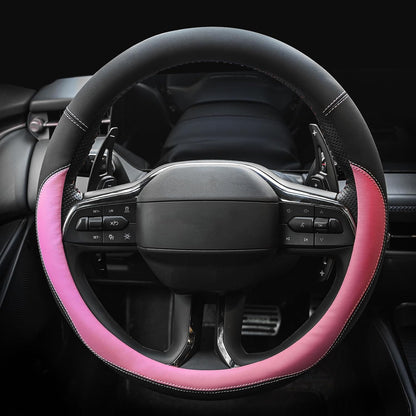 Valleycomfy Microfiber Leather Steering Wheel Cover Universal 15 inch(Wine Red)