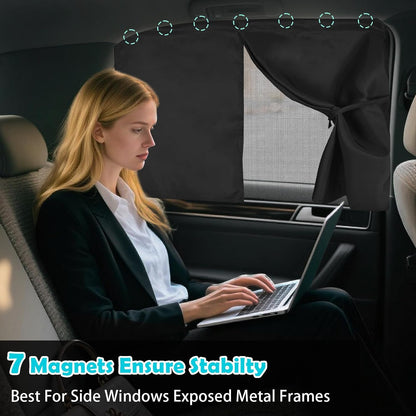 Car Window Shades, 2 Pack Magnetic Double Layer Car Shades for Back Windows Baby, Adjustable Privacy Full Covers/Half Shade Options Rear Window Curtains for Baby Kids UV Protection