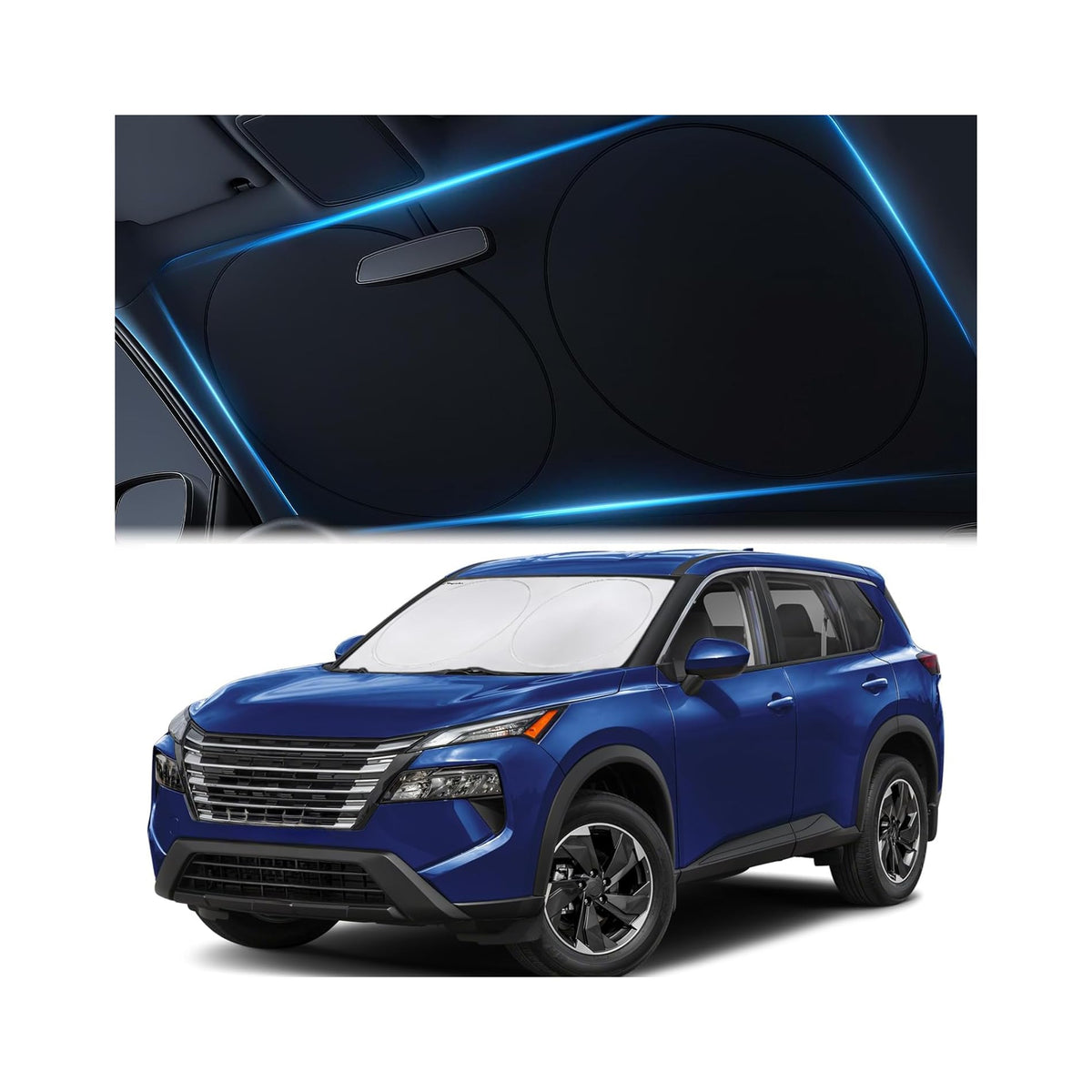 Magnelex Car Windshield Sunshade – Double-Layer Design for 2X Heat Blocking, Blocks UV Rays, Foldable Sun Shade for Cars, Trucks & SUVs, Keeps Interior Cooler, Large (63 x 33.8 in)