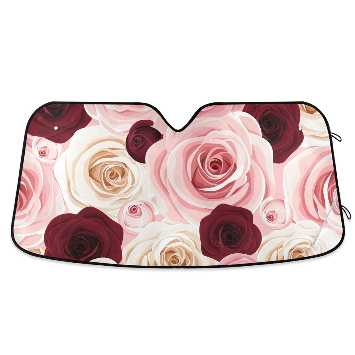 Elegant Pink Rose Gold Floral Car Windshield Sun Shade Block UV Rays Sun Visor Protector Accordion Folding Sunshade Keep Vehicle Cool&Damage Free,Easy to Use,Fits Windshields of Various Sizes
