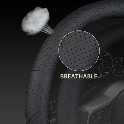 Yangday Leather Steering Wheel Cover for Dodge Ram 1500 2500 3500, 15.5-16 inches Car Steering Wheel Cover with Non-Slip Breathable (Black)