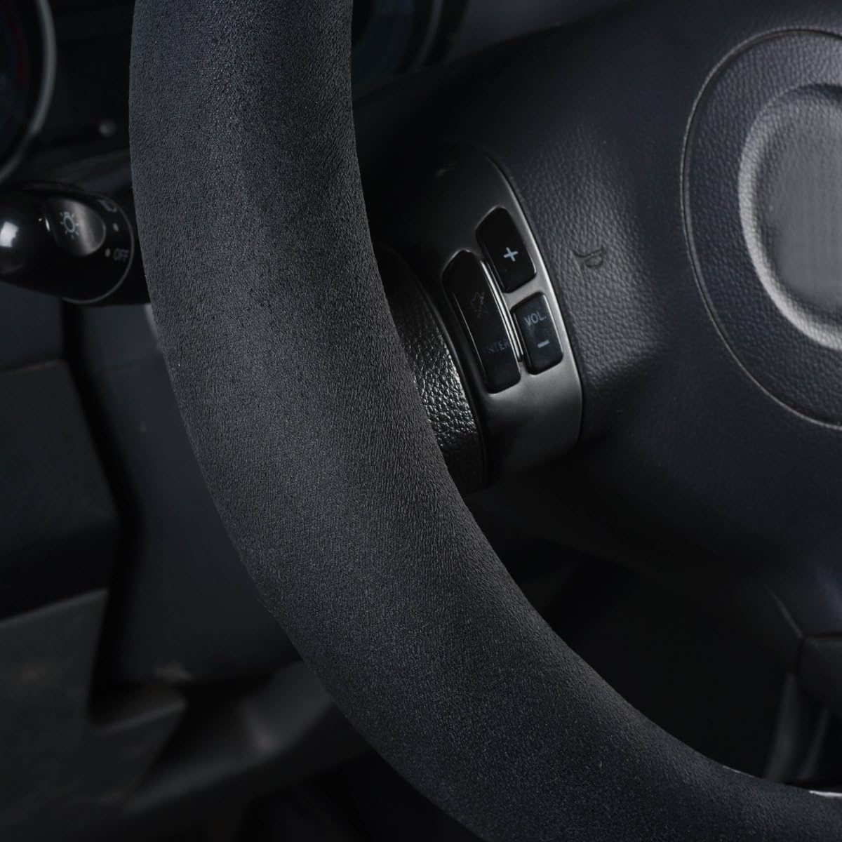 CAR Pass Black Faux Suede 14.5-15 Inch Memory Foam Steering Wheel Covers Breathable Anti-Slip Odorless Steering Wheel Universal Fit for Men Women