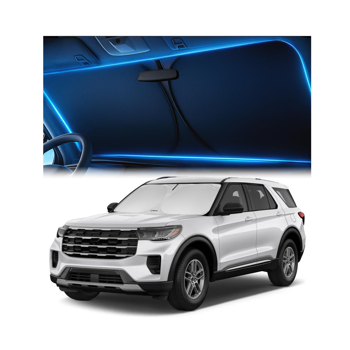 Magnelex Windshield Sun Shade for Kia K5 2021-2026 / Hyundai Sonata 2020-2026, Foldable Car Window Sunshade, Heat & UV Visor Cover, Reflective Front Shades Accessories
