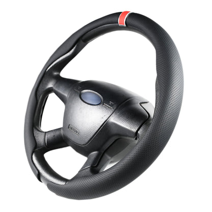 Quick Install Sporty Black Perforated Nappa Leather Steering Wheel Cover for All 14½ to 15 inches Car Sedan Coupe SUV Pickup 14.5 to 15