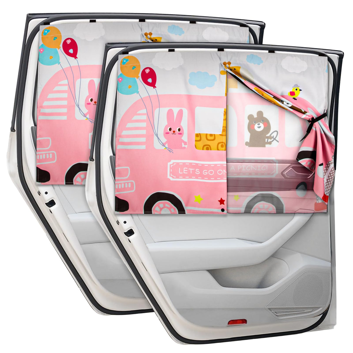 Car Window Shades, 2 PCS Magnetic Double Layer Auto Sun Shade for Side Windows Privacy Full Covers/Half Shade Options Back Car Window Curtains for Baby Protection