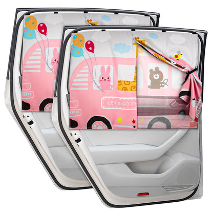 Car Window Shades, 2 PCS Magnetic Double Layer Auto Sun Shade for Side Windows Privacy Full Covers/Half Shade Options Back Car Window Curtains for Baby Protection