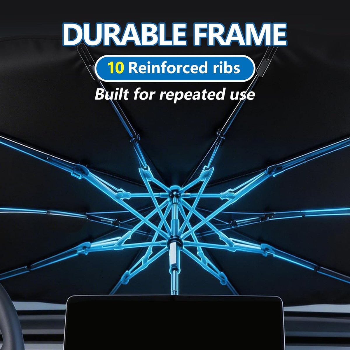 Windshield Sun Shade Umbrella, Foldable Sun Blocker for Cars (56" Lx31 W)
