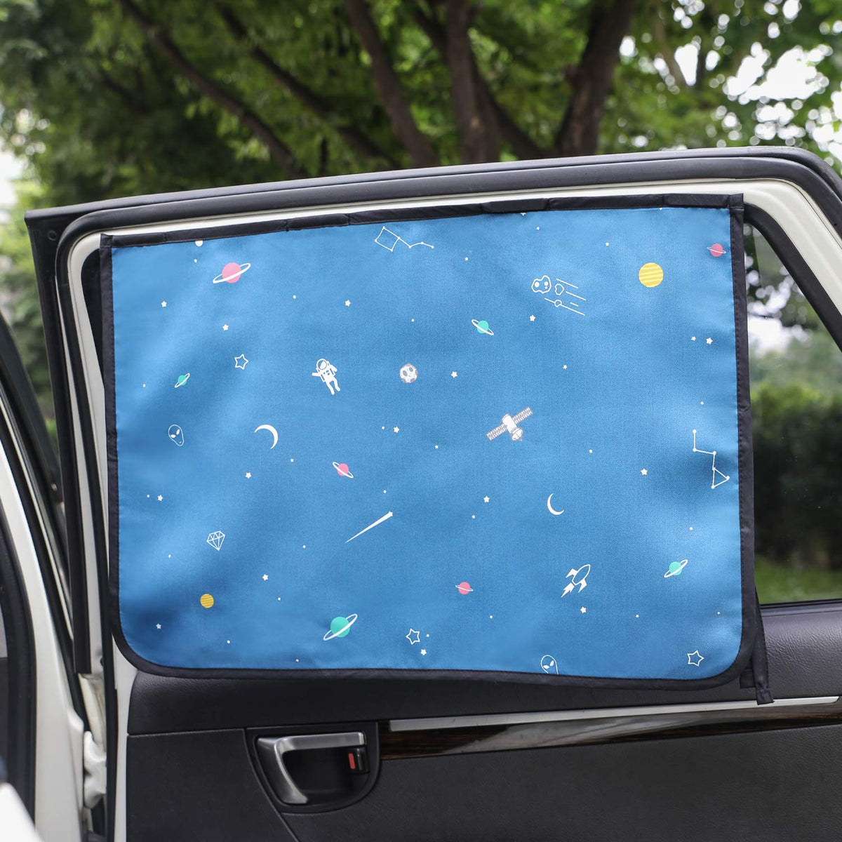 Magnetic Car Sun Shade Curtain for Side Window – Sun Blocker and UV Protector for Baby, Kids, and Pets – Universal Fit with Built-in Magnets for Steel-Framed Door (Be-Kids Alphabet)