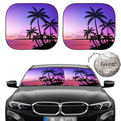 Gven Windshield Sun Shade 2pcs with Bonus Car Sunshade for Front Window Shades 2025 Technology Reflect UV and Heat Sun Visor Automotive Interior Sun Protection (Leopard, M)