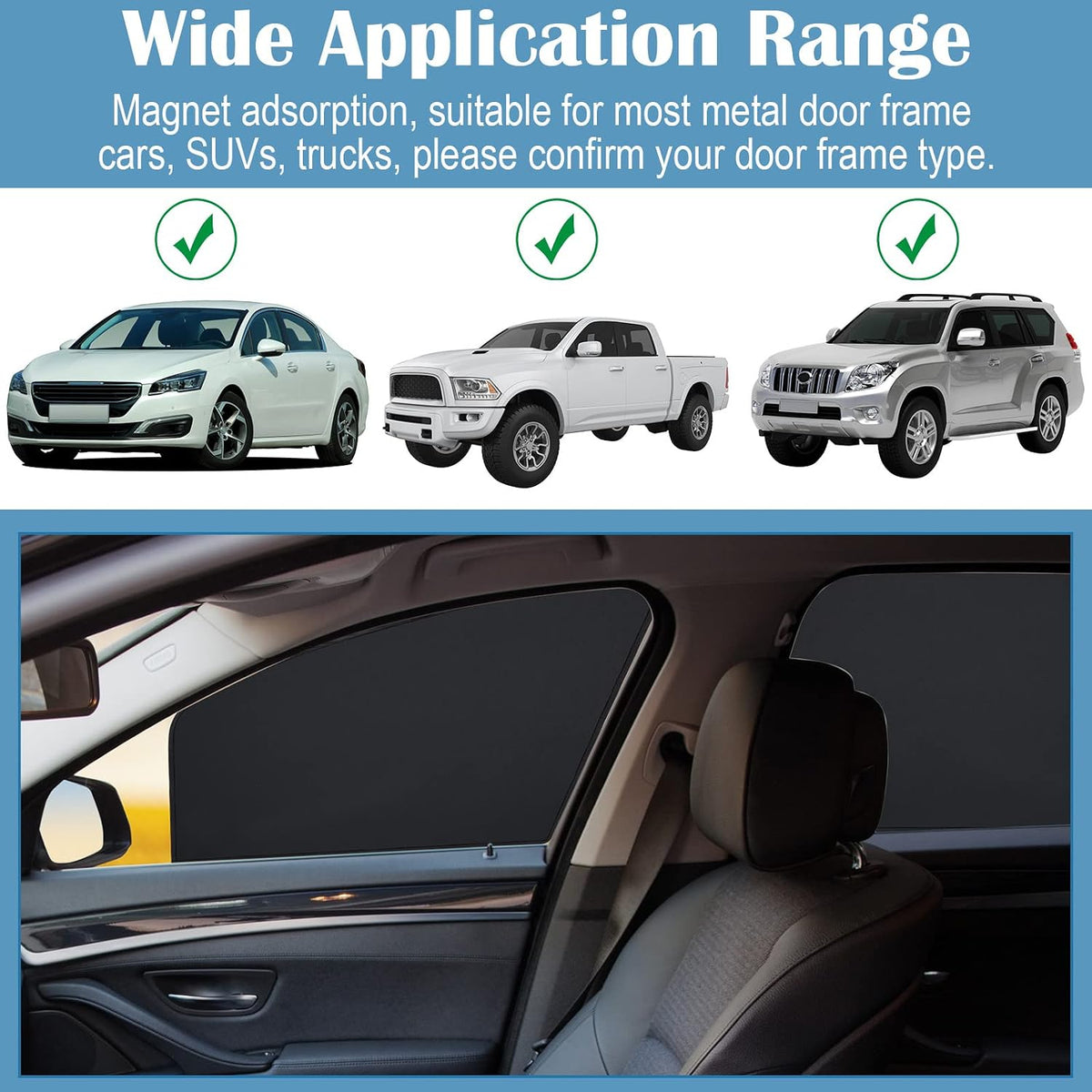 Tallew 4 Pieces Privacy Car Window Sun Shades Magnetic Blackout Car Window Covers Car Curtains Car Window Sun Shades Covers Automotive Window Sunshades for Sleeping Family Baby Kids