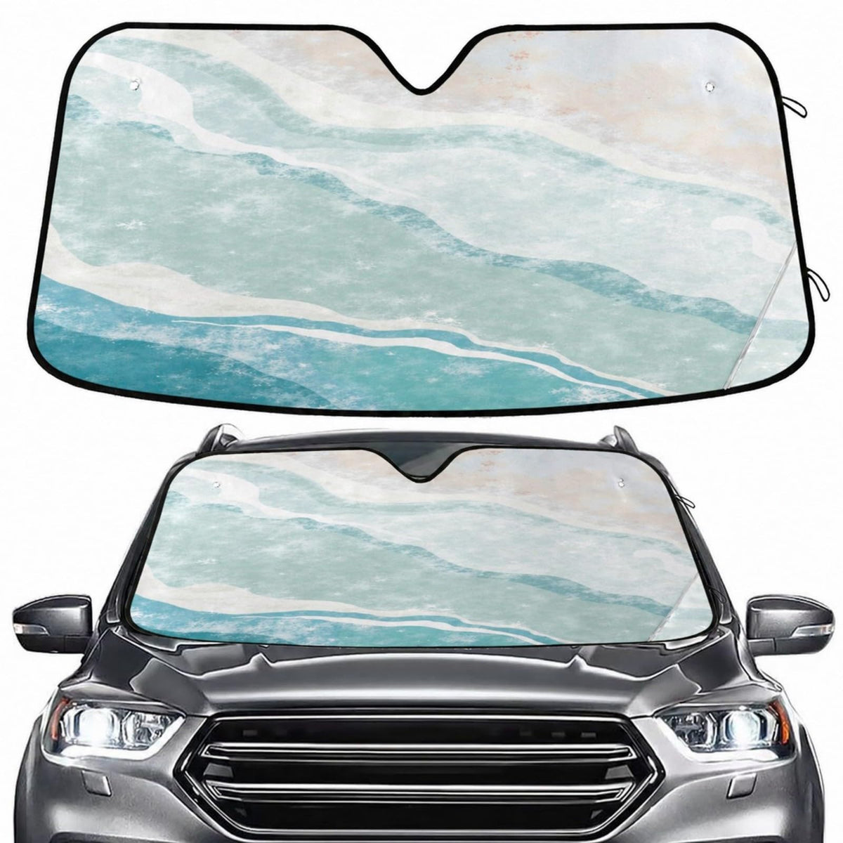 Sea Turtle Teal Windshield Sun Shade for Car Auto SUV Truck Foldable Front Window Sunshade Sun Visor Protector Block UV Rays Reflect Heat, 55" x 28"