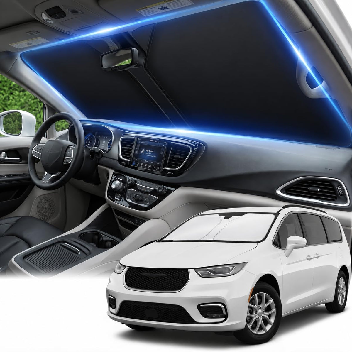 for Honda Accord 2018-2022 Windshield Sun Shade Front Window Shade Custom Fit Accord Accessories Sun Visor Foldable Shade Blocks UV Rays Summer Must Have Car Accessories