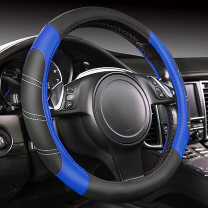 CAR PASS Line Rider Microfiber Leather Sporty Steering Wheel Cover Universal Fits for 95% Truck,SUV,Cars,14.5-15inch Anti-Slip Safety Comfortable Desgin (Black-White)