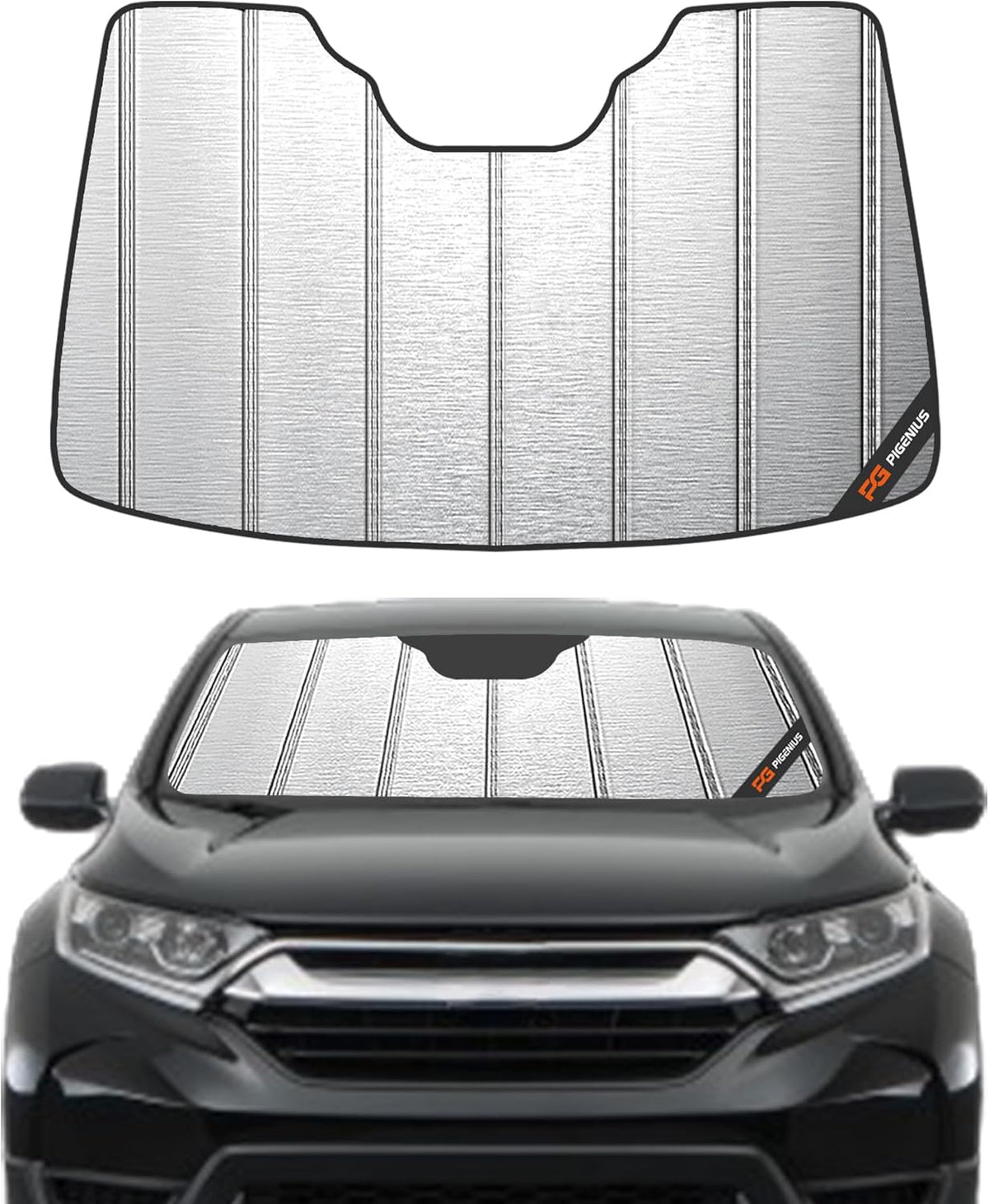 Pigenius Windshield Sunshade for 2007-2011 Honda CR-V, Metallic Silver Finish