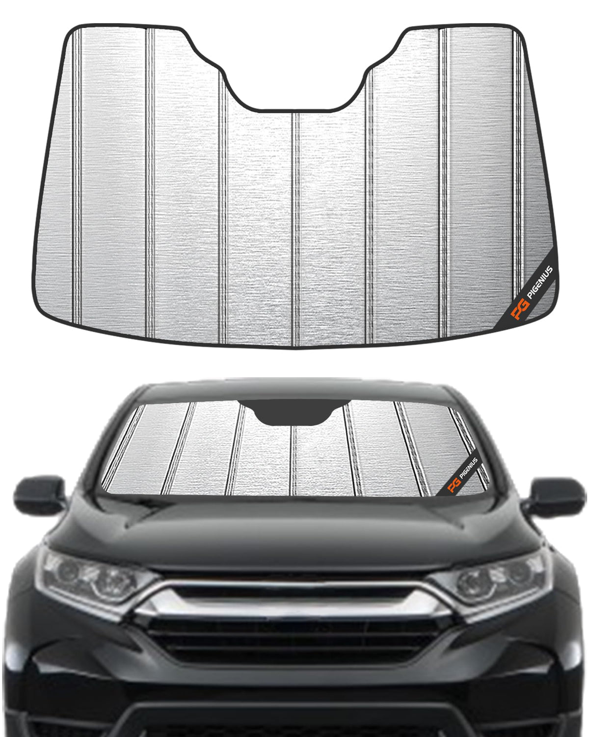 Pigenius Windshield Sunshade for 2007-2011 Honda CR-V, Metallic Silver Finish
