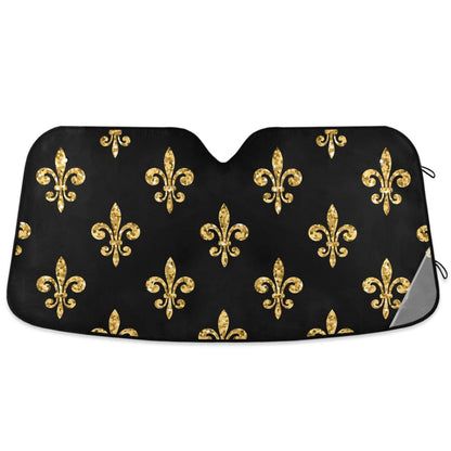 Black Leopard Car Windshield Sun Shade African Animal Skin Print Foldable UV Ray Sun Visor Protector Sunshade to Keep Your Vehicle Cool (51" x 27")