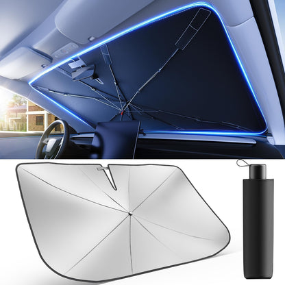 [2026 Upgrade] Weektic Windshield Sun Shade Umbrella [UPF50+ Crystal Nano Reflector] Protect Car from Sun Ray Damage, Umbrella Sun Shade for Car SUV Truck Keep Cool & Comfy, X-Large (64" L x 34" W)