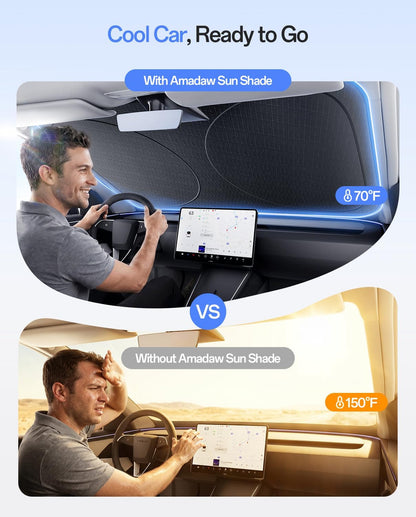 Windshield Sun Shade for Honda CR-V 2000-2026, 100% UV Block & Heat Insulation, Custom Fit Sunshade, Foldable Car Sunshade with Storage Bag, Summer Car Accessory