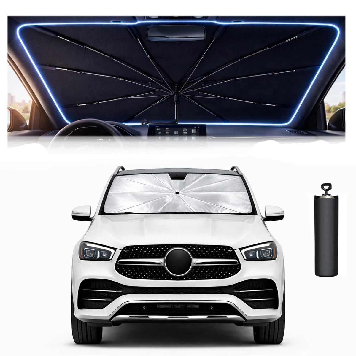 Car Windshield Sun Shade Umbrella for Mercedes Benz GLE 2020-2026