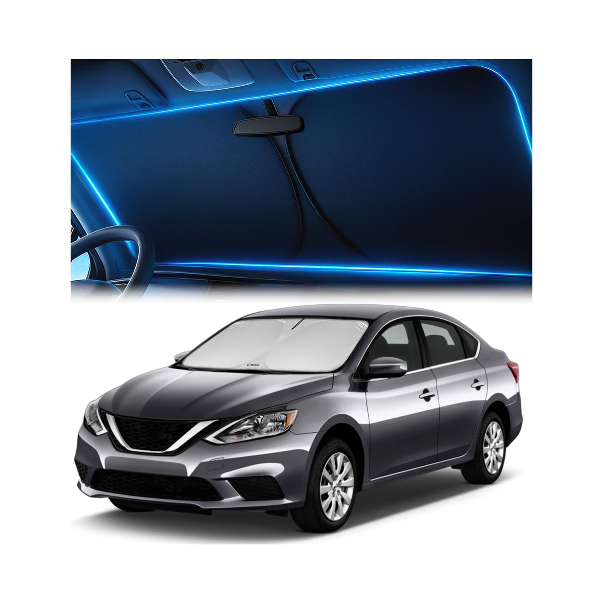 Magnelex Windshield Sun Shade for Kia K5 2021-2026 / Hyundai Sonata 2020-2026, Foldable Car Window Sunshade, Heat & UV Visor Cover, Reflective Front Shades Accessories