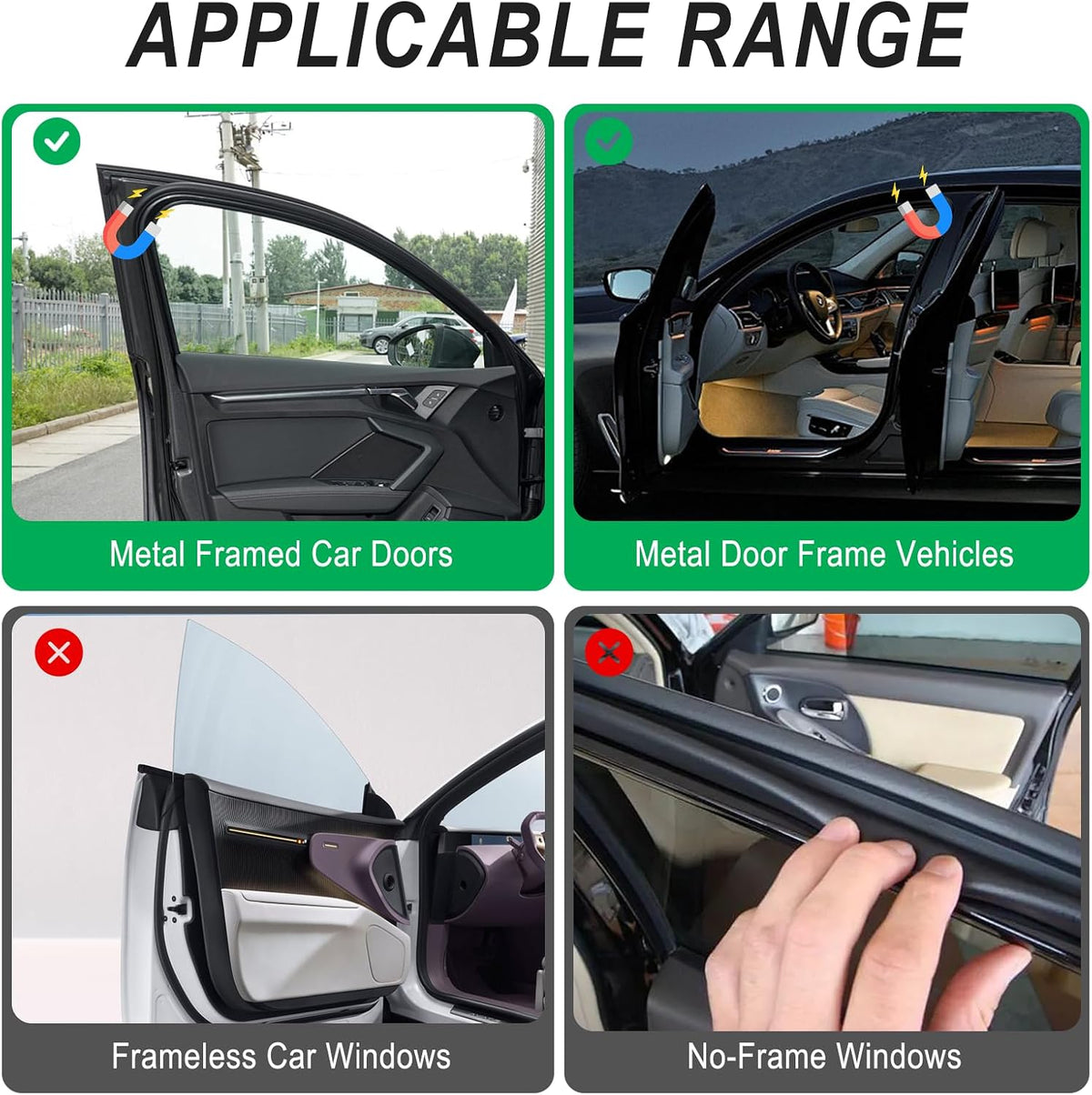 Car Window Shades, 2 PCS Magnetic Double Layer Car Sun Shade for Baby, Auto Back Side Window Screen Curtains with 10 Strong Magnets, Privacy Blackout/Half Cover for SUV, Sedan, Truck