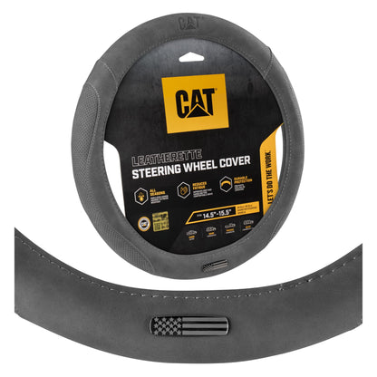 CAT® DuraGrip Car Steering Wheel Cover, Black Tire Tread Traction Design, Auto Steering Wheel Cover for Cars Trucks Vans SUVs, Improve Grip and Control, Durable Comfortable - Large 15"-16" Inches